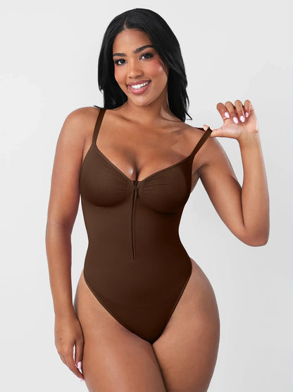 Feelingirl Seamless Tummy Control Zipper Sculpt and Support Bodysuit