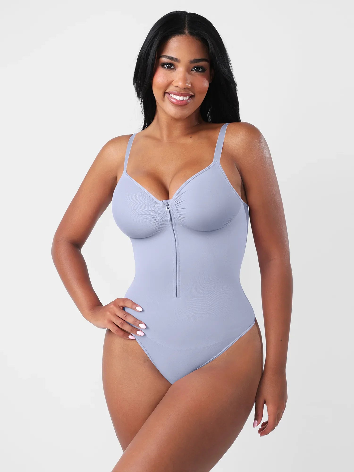 Feelingirl Seamless Tummy Control Zipper Sculpt and Support Bodysuit