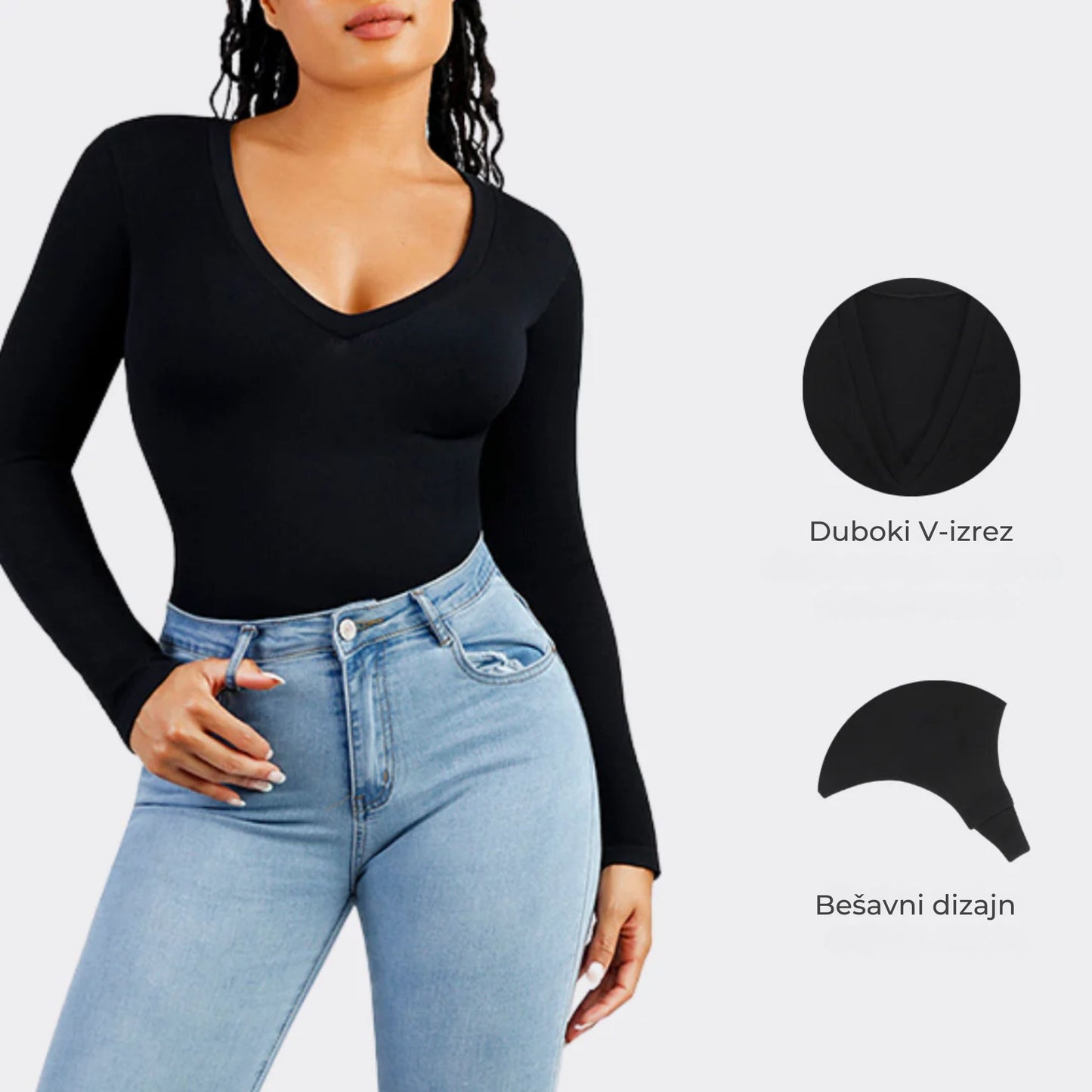 Emma V-Izrez Körperanzug mit Taillenkontrolle