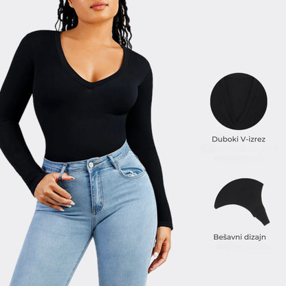 Emma V-Izrez Körperanzug mit Taillenkontrolle