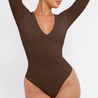 Emma V-Izrez Körperanzug mit Taillenkontrolle